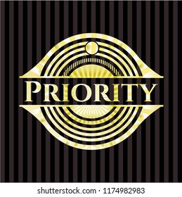 Priority gold emblem or badge