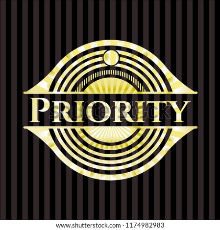 Priority gold emblem or badge