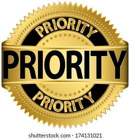 Priority gold label, vector illustration 