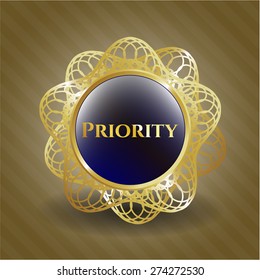Priority gold shiny badge