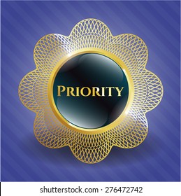 Priority gold shiny badge