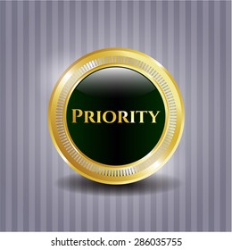 Priority gold shiny badge