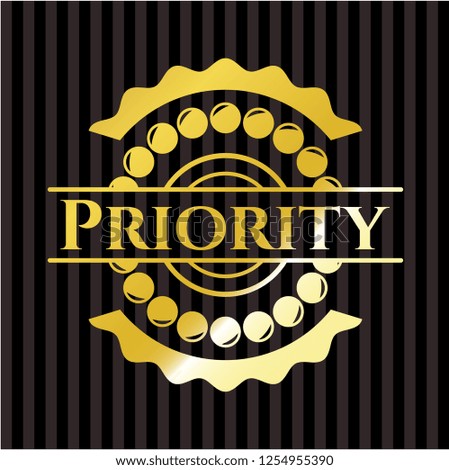 Priority golden emblem or badge