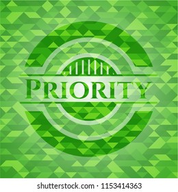 Priority green mosaic emblem