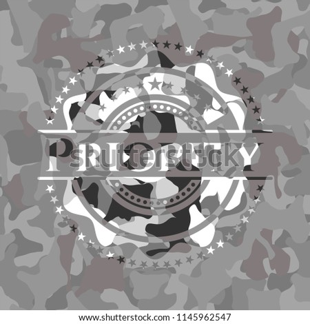 Priority grey camouflage emblem