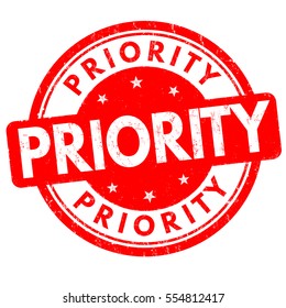 Priority grunge rubber stamp on white background, vector illustration
