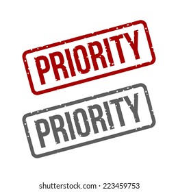 Priority Grungy ink Red stamp. Vector Illustration