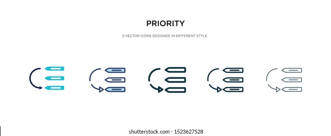 priority icon in different style vector illustration. two colored and black priority vector icons designed in filled, outline, line and stroke style can be used for web, mobile, ui