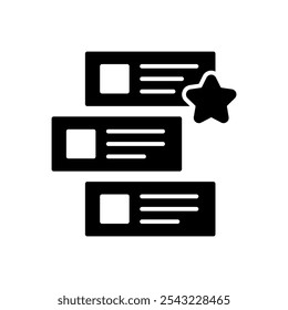 Icono de prioridad con tarjetas de tareas y estrellas

