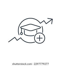 priority knowledge. additional education.  Vector linear icon isolated on white background.