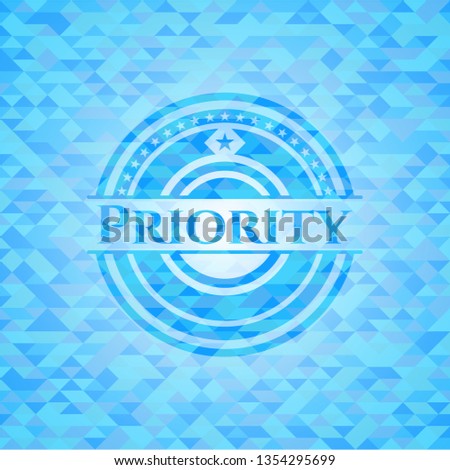 Priority light blue emblem with mosaic background