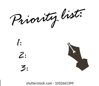 Priority list. White background.
