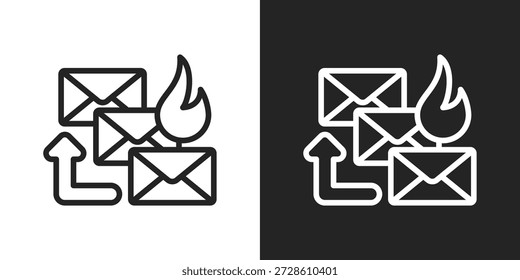 Icono de correo prioritario en estilo de línea en blanco y negro