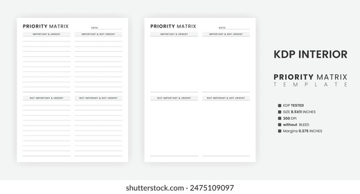 Priority Matrix Printable Template, Eisenhower Matrix, My Priorities Planner, Decision Matrix 