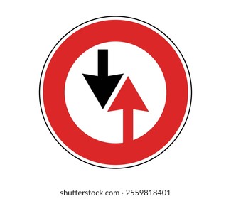 Priority for Oncoming Traffic Sign Vector Indicating Driver Must Yield on Narrow Road Sections, Perfect for Road Safety and Traffic Management, High-Quality Vector Stock Image