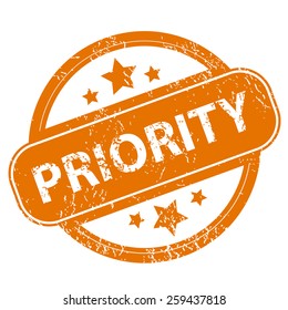 Priority orange grunge rubber stamp on a white background. Vector illustration