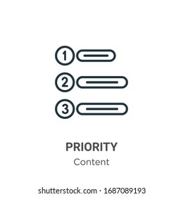 Priority outline vector icon. Thin line black priority icon, flat vector simple element illustration from editable content concept isolated stroke on white background