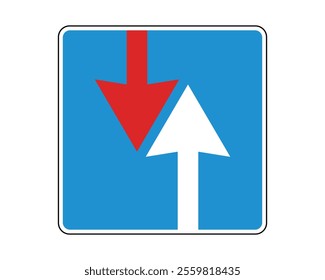Priority Over Oncoming Traffic Sign Vector Indicating Driver Has Right of Way on Narrow Road Sections, Perfect for Road Safety and Traffic Management, High-Quality Vector Stock Image