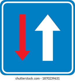 Prioridad sobre el signo de los vehículos que se acercan en la ilustración de fondo blanco