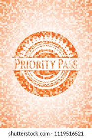 Priority Pass abstract emblem, orange mosaic background