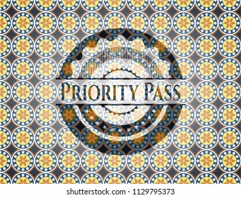 Priority Pass arabesque badge. arabic decoration.