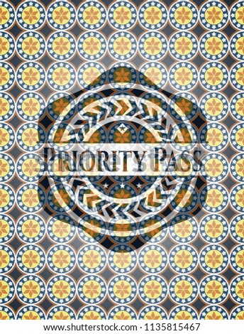 Priority Pass arabesque style badge. arabic decoration.