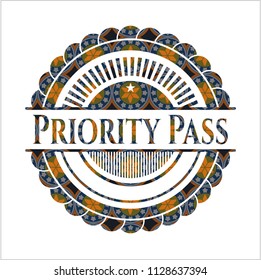 Priority Pass arabic badge. Arabesque decoration.