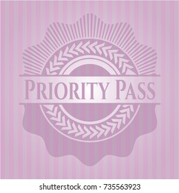 Priority Pass badge with pink background