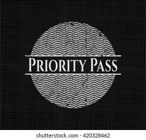 Priority Pass chalkboard emblem on black board