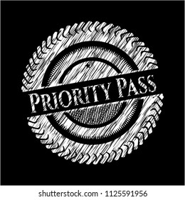 Priority Pass chalkboard emblem written on a blackboard