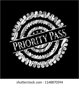 Priority Pass chalkboard emblem written on a blackboard