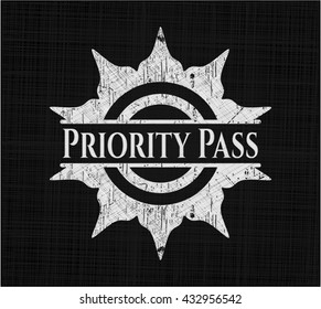 Priority Pass chalkboard emblem written on a blackboard