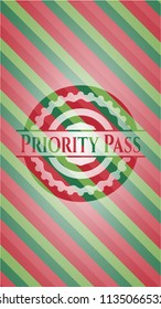 Priority Pass christmas colors emblem.
