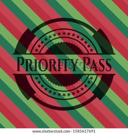 Priority Pass christmas style badge. Vector Illustration. Detailed.