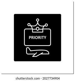 Priority Pass Glyph Icon. Space To Relax And Refresh Before Flight.Exclusive Lounge Zone.Airport Terminal Concept. Filled Flat Sign. Isolated Silhouette Vector Illustration