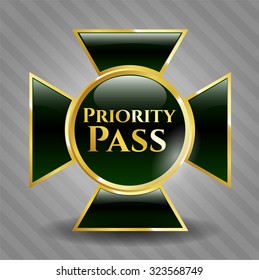 Priority Pass gold emblem or badge