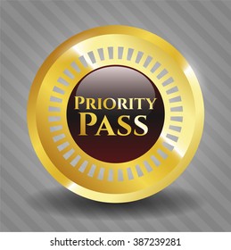 emblema o insignia de oro de Priority Pass