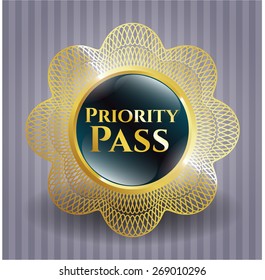 Priority pass gold shiny badge