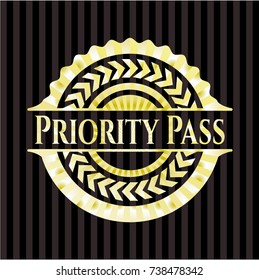 Priority Pass golden emblem or badge
