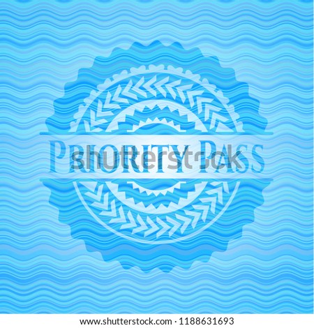 Priority Pass light blue water emblem background.