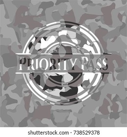 Priority Pass on grey camouflage pattern