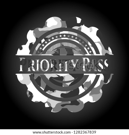 Priority Pass on grey camouflaged texture