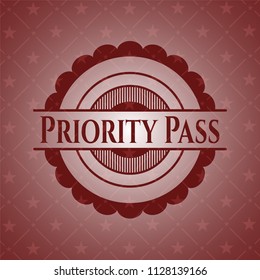 Priority Pass realistic red emblem