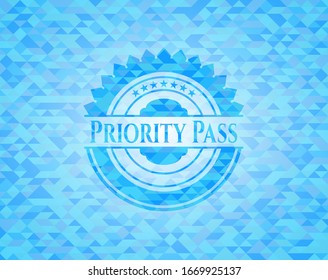 Priority Pass realistic sky blue mosaic emblem