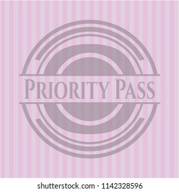 Priority Pass retro style pink emblem