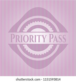 Priority Pass retro style pink emblem