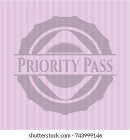 Priority Pass retro style pink emblem