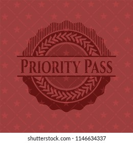 Priority Pass retro style red emblem