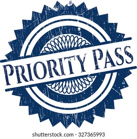 Priority Pass rubber grunge stamp