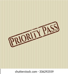 Priority Pass rubber grunge stamp